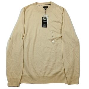 Alfani‎ Crewneck Merino Wool Sweater Mens Small Brown Rice Long-Sleeve $80 NEW